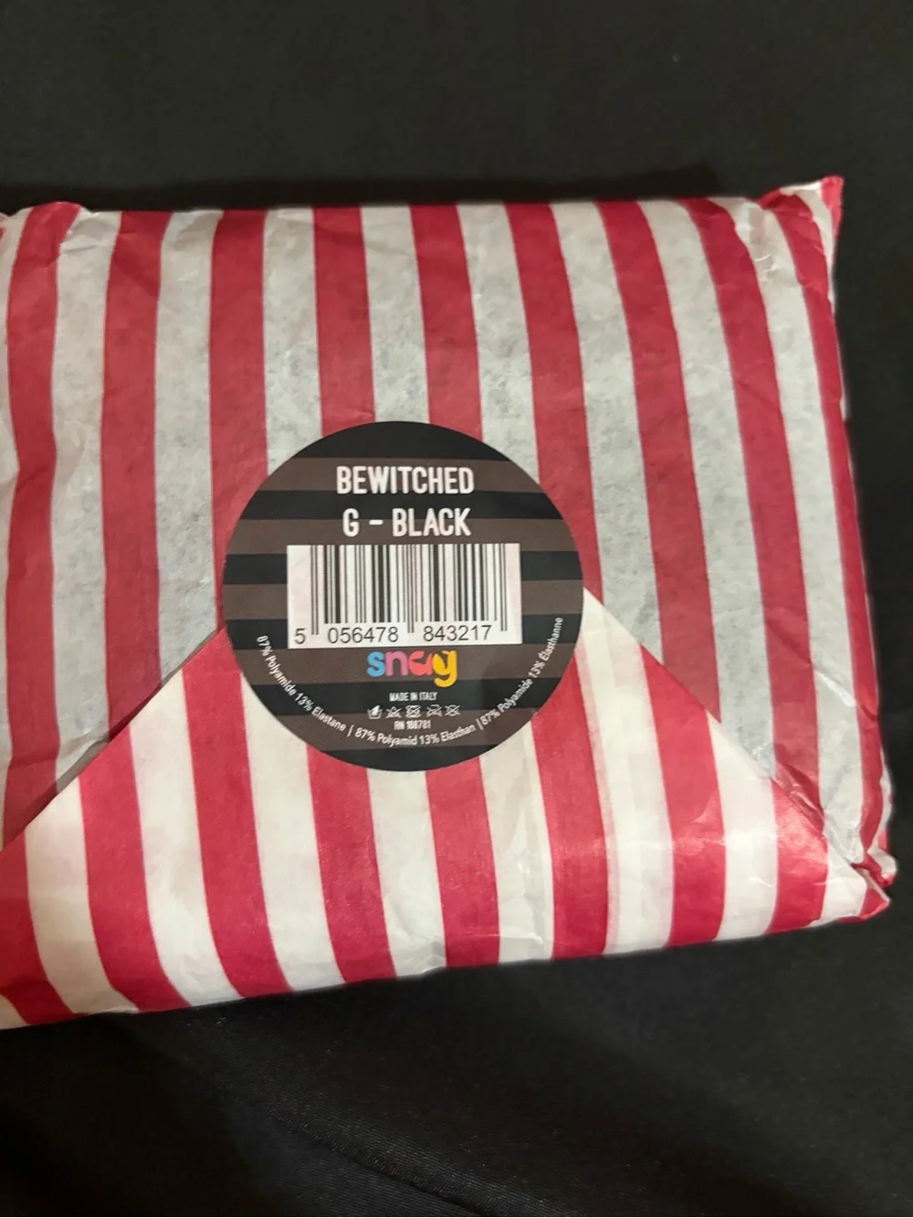 SNAG Striped Sheer & Opaque Black Tights